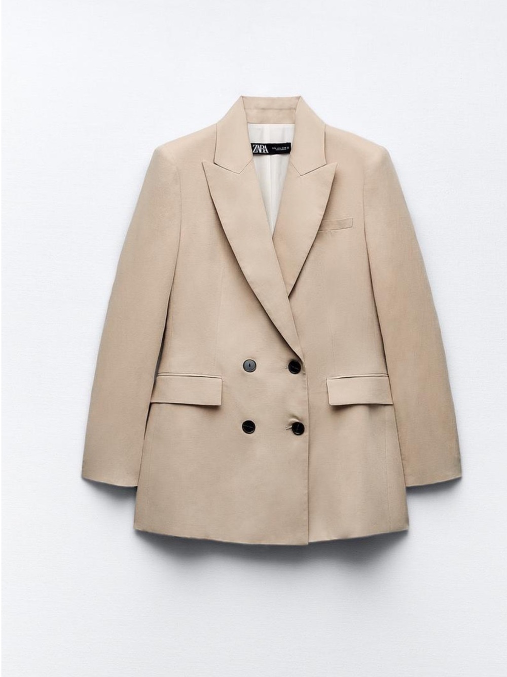 Zara Beige Double-Breasted Blazer Jacket